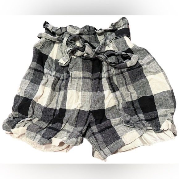 Japanese GU Black and White High-Waisted Plaid‎ Shorts with Ribbon Size S - Picture 1 of 3